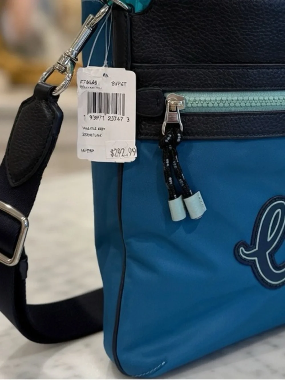 NWT Coach League Zip Crossbody Blue Nylon Leather Messenger Bag MSRP $328